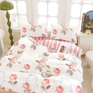 Lenjerie de Pat Bumbac Finet 1 Persoana – 4 Piese. Confort Premium & Design Modern | COD 0674-S