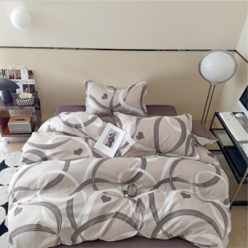 Lenjerie de Pat Bumbac Finet 1 Persoana – 4 Piese. Confort Premium & Design Modern | COD 0680-S