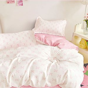 Lenjerie de Pat Bumbac Finet 1 Persoana – 4 Piese. Confort Premium & Design Modern  | COD 0681-S
