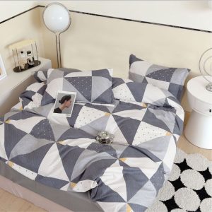 Lenjerie de Pat Bumbac Finet 1 Persoana – 4 Piese. Confort Premium & Design Modern | COD 0685-S
