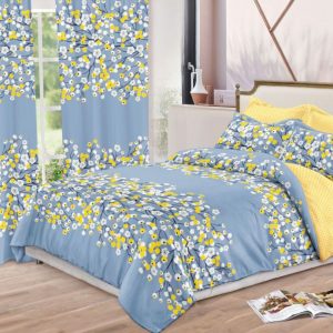 Lenjerie de Pat Finet  – 6 Piese + 2 Draperii Asortate | Set Complet Elegant si Practic | COD: 1481-S