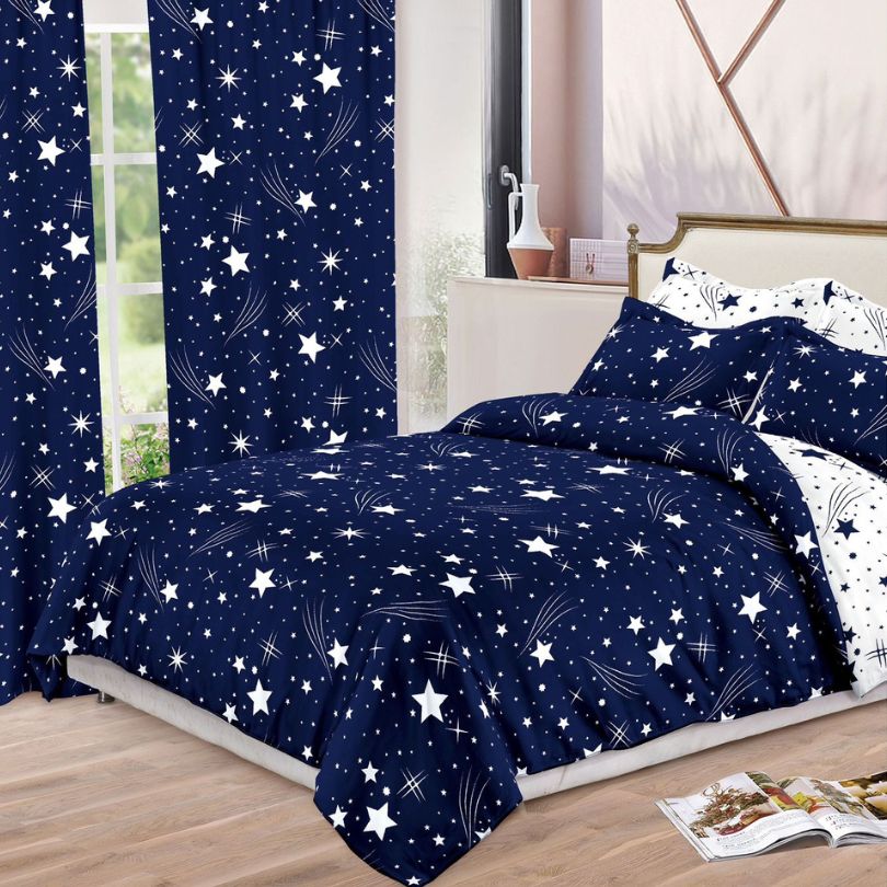 Lenjerie de Pat Finet – 6 Piese + 2 Draperii Asortate | Set Complet Elegant si Practic | COD: 1483-S