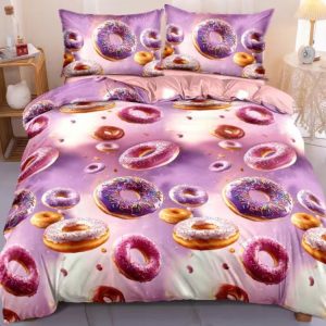 Lenjerie de Pat Satin cu Elastic 4 Piese – Bumbac Satinat Premium  | 0126-SI