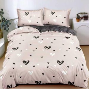 Lenjerie de Pat Satin cu Elastic 4 Piese 1 persoana – Bumbac Satinat Premium  | 0128-SI