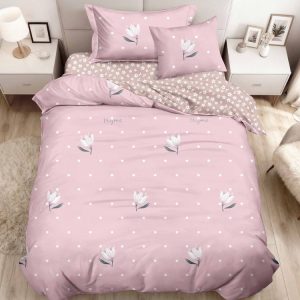 Lenjerie de Pat Satin cu Elastic 4 Piese 1 persoana – Bumbac Satinat Premium  | 0142-SI