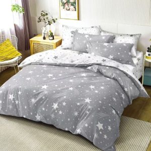 Lenjerie de Pat Satin cu Elastic 4 Piese 1 persoana – Bumbac Satinat Premium  | 0163-SI