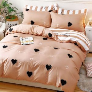 Lenjerie de Pat Satin cu Elastic 4 Piese 1 persoana – Bumbac Satinat Premium  | 0164-SI