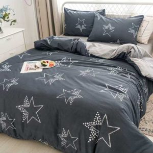 Lenjerie de Pat Satin cu Elastic 4 Piese 1 persoana – Bumbac Satinat Premium  | 0171-SI
