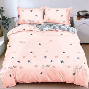 Lenjerie de Pat Satin cu Elastic 4 Piese 1 persoana – Bumbac Satinat Premium  | 0172-SI