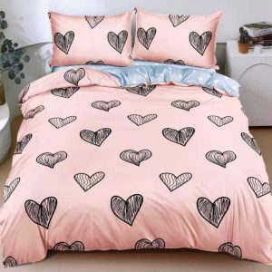 Lenjerie de Pat Satin cu Elastic 4 Piese 1 persoana – Bumbac Satinat Premium  | 0177-SI