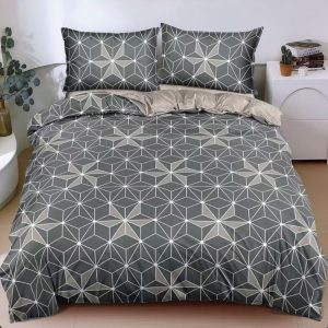 Lenjerie de Pat Satin cu Elastic 4 Piese 1 persoana – Bumbac Satinat Premium  | 0181-SI