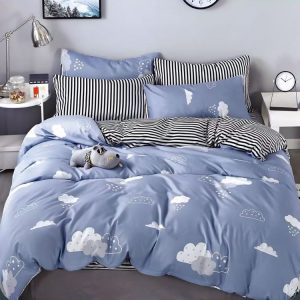 Lenjerie de Pat Satin cu Elastic 4 Piese 1 persoana – Bumbac Satinat Premium  | 0205-SI