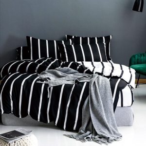 Set lenjerie de pat bumbac satinat 4 piese – Design rafinat și textura delicata, Cod 0098-S