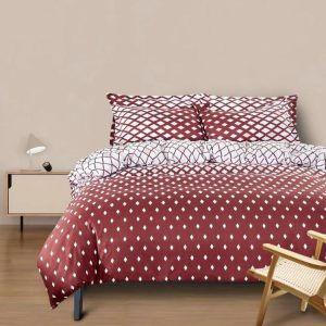 Set lenjerie de pat bumbac satinat 4 piese – Design rafinat și textura delicata, Cod 0100-S