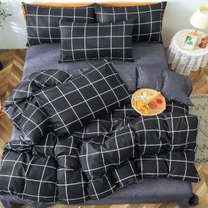 Set lenjerie de pat bumbac satinat 4 piese – Design rafinat și textura delicata, Cod 0045-S