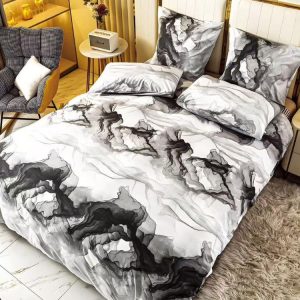 Set lenjerie de pat bumbac satinat 4 piese – Design rafinat și textura delicata, Cod 0047-S