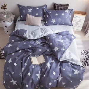 Set lenjerie de pat bumbac satinat 4 piese – Design rafinat și textura delicata, Cod 0050-S