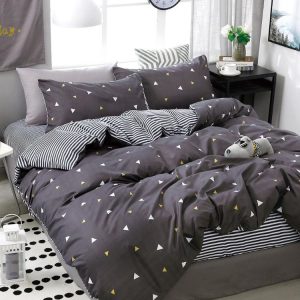 Set lenjerie de pat bumbac satinat 4 piese – Design rafinat și textura delicata, Cod 0053-S
