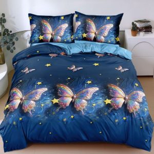 Set lenjerie de pat bumbac satinat 4 piese – Design rafinat și textura delicata, Cod 0056-S