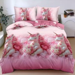 Set lenjerie de pat bumbac satinat 4 piese – Design rafinat și textura delicata, Cod 0059-S