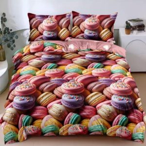 Set lenjerie de pat bumbac satinat 4 piese – Design rafinat și textura delicata, Cod 0061-S