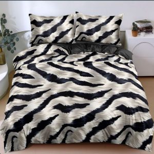 Set lenjerie de pat bumbac satinat 4 piese – Design rafinat și textura delicata, Cod 0064-S