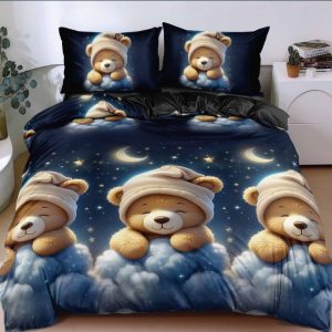 Set lenjerie de pat bumbac satinat 4 piese – Design rafinat și textura delicata, Cod 0065-S