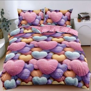 Set lenjerie de pat bumbac satinat 4 piese – Design rafinat și textura delicata, Cod 0068-S