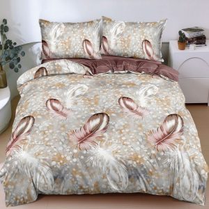 Set lenjerie de pat bumbac satinat 4 piese – Design rafinat și textura delicata, Cod 0070-S