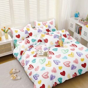 Set lenjerie de pat bumbac satinat 4 piese – Design rafinat și textura delicata, Cod 0073-S