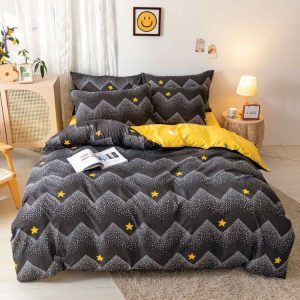 Set lenjerie de pat bumbac satinat 4 piese – Design rafinat și textura delicata, Cod 0077-S