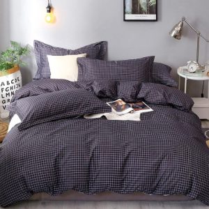 Set lenjerie de pat bumbac satinat 4 piese – Design rafinat și textura delicata, Cod 0085-S