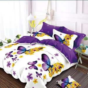 Set lenjerie de pat bumbac satinat 4 piese – Design rafinat și textura delicata, Cod 0090-S