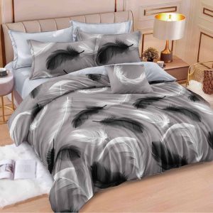 Lenjerie de Pat Bumbac Finet cu Elastic – Set 6 Piese | Confort si Fixare Perfecta  | 0345-SI