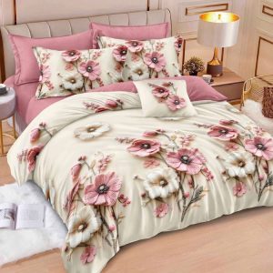 Lenjerie de Pat Bumbac Finet cu Elastic – Set 6 Piese | Confort si Fixare Perfecta  | 0389-SI