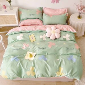 Lenjerie de Pat Bumbac Finet cu Elastic – Set 6 Piese | Confort si Fixare Perfecta  | 0437-SI