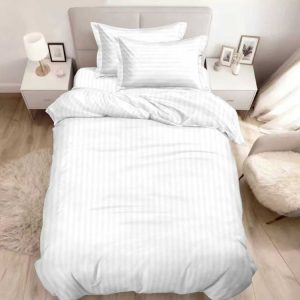 Lenjerie de pat damasc 1 persoană 4 piese – Premium și rafinată | 0535-SI