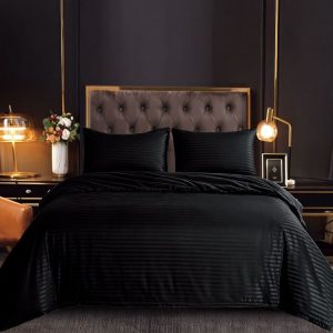 Lenjerie de pat din damasc 4 piese cu elastic – Luxoasă și durabilă | 1059-SI