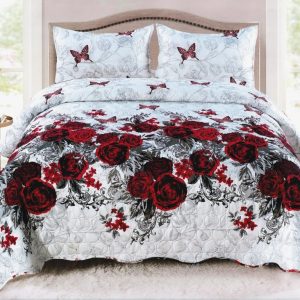 Set cuvertură matlasată bumbac 3 piese – Dormitor mereu ordonat | 1811-CV
