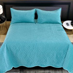 Set cuvertură catifea 3 piese – cuvertură mare pentru pat dublu, look rafinat și cozy | 1861-CV