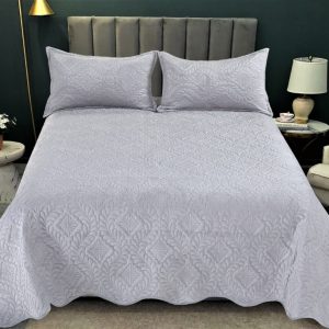 Set cuvertură catifea 3 piese – cuvertură mare pentru pat dublu, look rafinat și cozy | 1863-CV