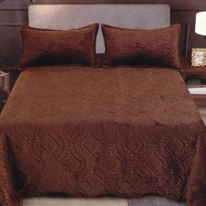 Set cuvertură catifea 3 piese – cuvertură mare pentru pat dublu, look rafinat și cozy | 1866-CV