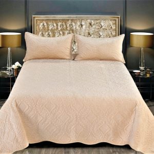 Set cuvertură catifea 3 piese – cuvertură mare pentru pat dublu, look rafinat și cozy | 1869-CV